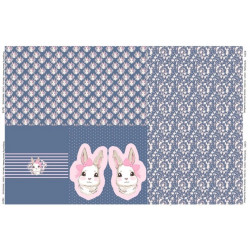Jersey - Panel Hase Kaninchen blau